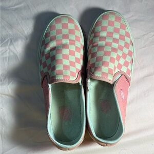 Vans Kids Pink and Mint Checkered Sneakers